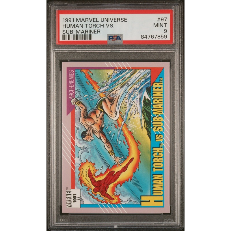 1991 MARVEL UNIVERSE HUMAN TORCH VS. SUB-MARINER #97 - PSA 9