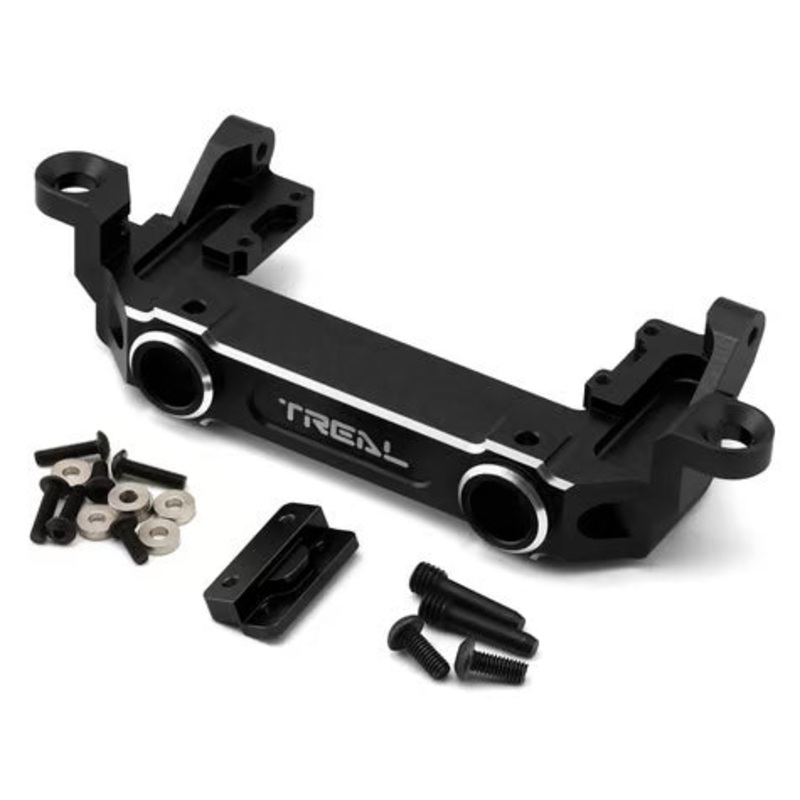 Treal Hobby Axial SCX6 Aluminum Front Bumper & Servo/Body Mount Black