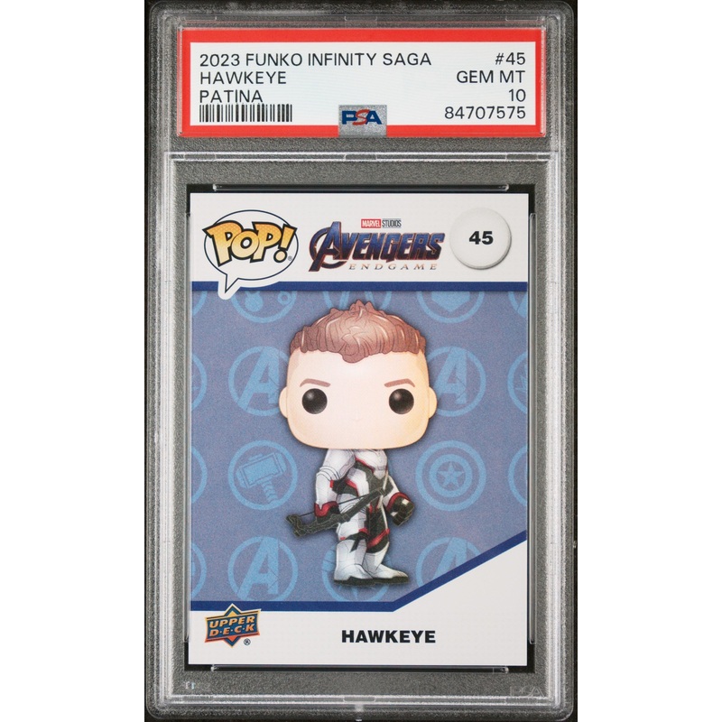 2023 UPPER DECK FUNKO POP MARVEL HAWKEYE PATINA #45 PSA 10