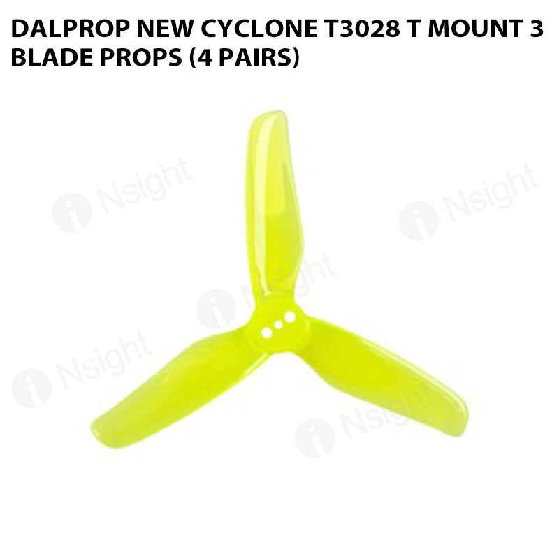 Dalprop New Cyclone T3028 T Mount 3 Blade Props (4 Pairs) Crystal Fluorescent Green