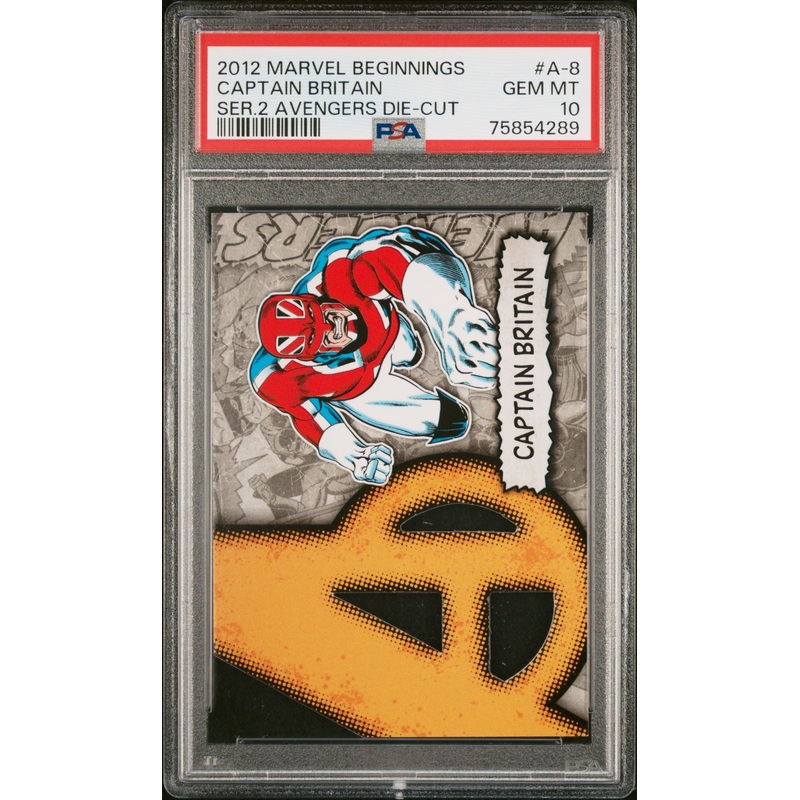 2012 MARVEL BEGINNINGS SERIES 2 AVENGERS DIE-CUT CAPTAIN BRITAIN #A-8 - PSA 10