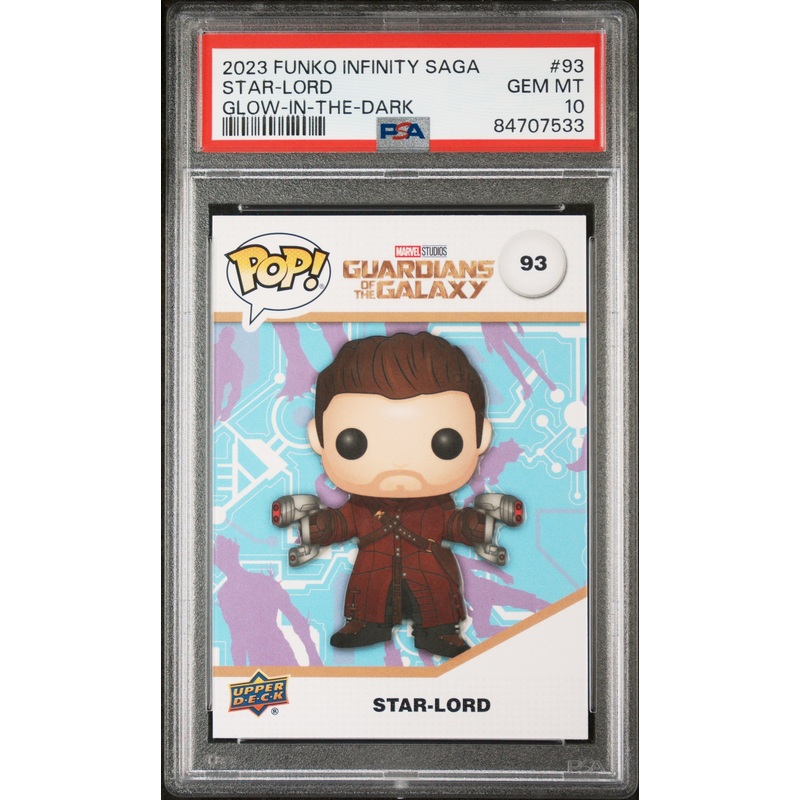 2023 UPPER DECK FUNKO POP MARVEL STARLORD GLOWINTHEDARK #93 PSA 10