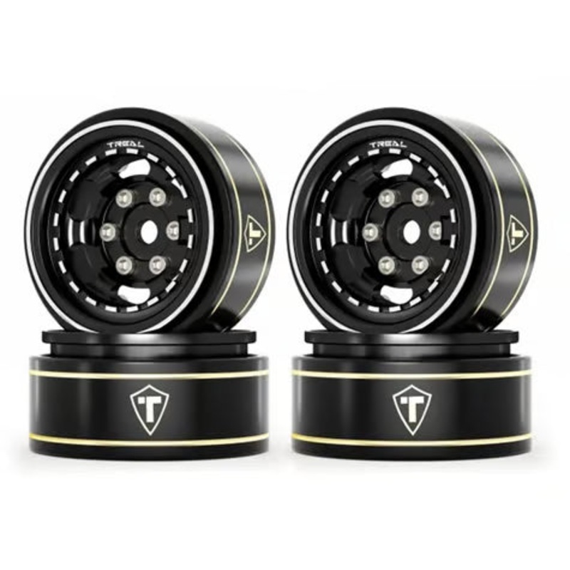 Treal Hobby Type H 1.0" Aluminum 6-Slot Beadlock Wheels (4) (28.4g) Black