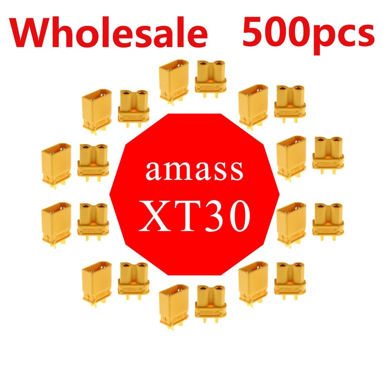 Wholesale 500pcs Amass XT30 XT30U Plug Adapter Male Female Bullet Connector Gold Plated Banana Plug 500pcs male XT30