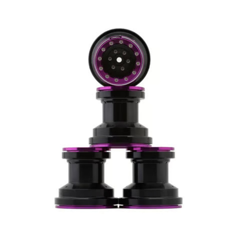 Treal Hobby Losi Mini LMT 7075 Aluminum Beadlock Wheel Set (4) Black/Purple