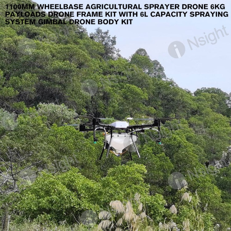 1100mm wheelbase agricultural Sprayer Drone 6KG Payloads Drone frame kit with 6L Capacity Spraying system gimbal drone body kit