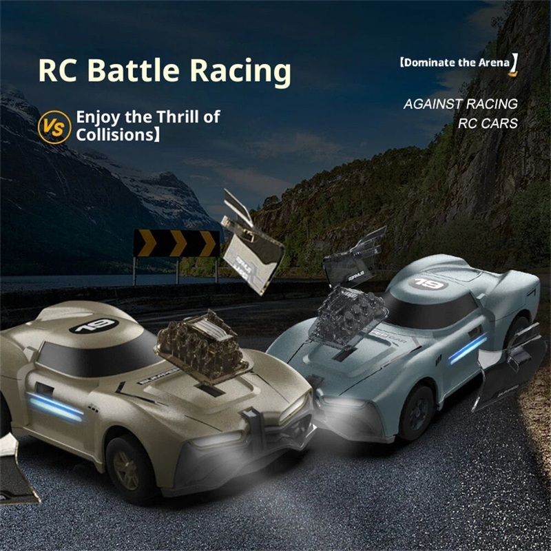 2PCS Crazon PZ24241A RTR 2.4G RC Car Battle Crash Racing Three Speed Gears LED Light Remote Control Vehicles Models Toys Kids Children Gifts Blue +Gold