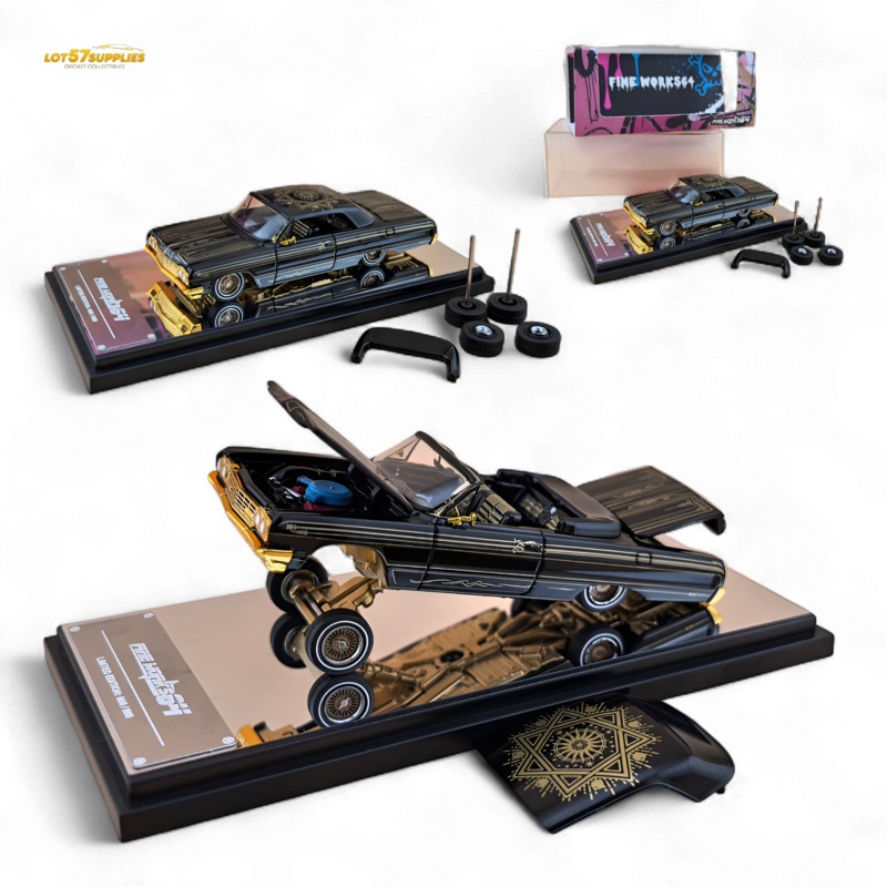 Fine Works64 Chevrolet Impala Lowrider Black Gold Livery 1:64
