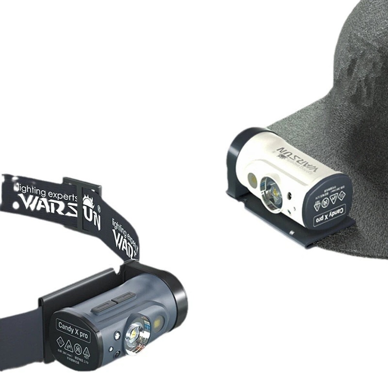 Warsun Outdoor LED Sensor Hat Clip Lamp Waterproof Head Light Rechargeable Fishing Searching Camping Zoom Flashlight Head Light Grey