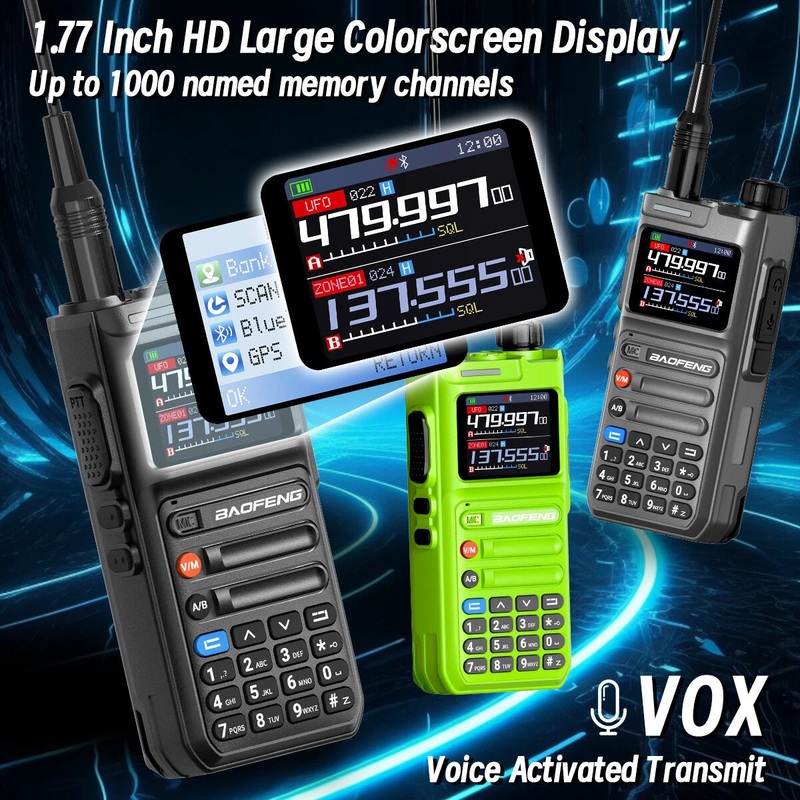 Baofeng UV26 10W Output GPS Walkie Talkie Real-Time Positioning Voice Recording 1000 Channels NOAA Weather APP Wireless Programming Type-C Rechargeable Two Way Radio Black