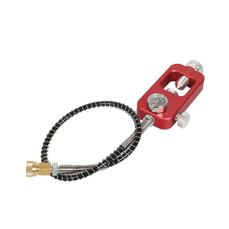 DIDEEP PSI Dial Mini Scuba Diving Tank Oxygen Cylinder Respirator Adapter 8MM Large to Small Scuba Tank Adapters Heads with Strap Tube Red