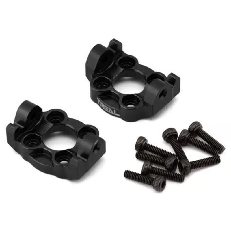 Treal Hobby Losi Mini LMT Aluminum Front C Hub Spindle Carriers (2) (0 Degree) Black