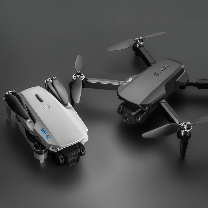 YLR/C E88 GT WiFi FPV with 4.9inch Large LCD Screen Controller HD Dual Camera Optical Flow Positioning Brushless Foldable RC Drone Quadcopter RTF Black