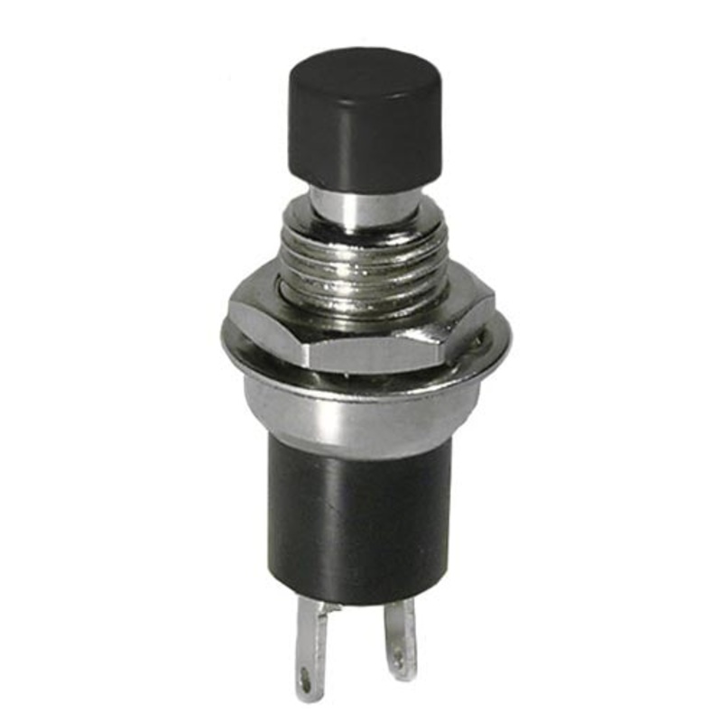 44-553-1 - PUSH SWITCH MOM 1P1T NC THR SOL 7MM BLK CAP 1A/125VAC