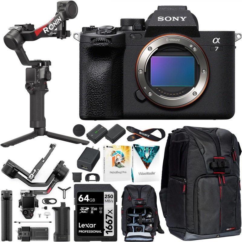 Sony a7 IV Mirrorless Full Frame Camera Body Kit + DJI RS 4 Gimbal Stabilizer Bundle