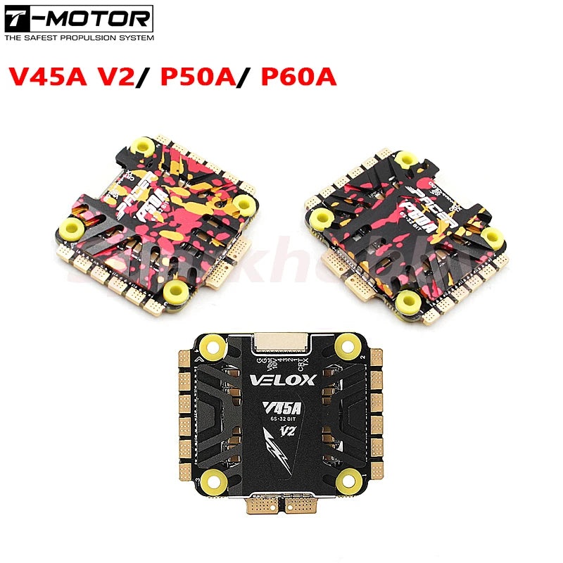 T-MOTOR VELOX PACER V45A V2 P50A 4in1 ESC 3-6S Lipo 32BIT 10V/2A BEC Speed Controller BHLeli 30.5x30.5mm for FPV RC Racing Drone 1PC V45A V2
