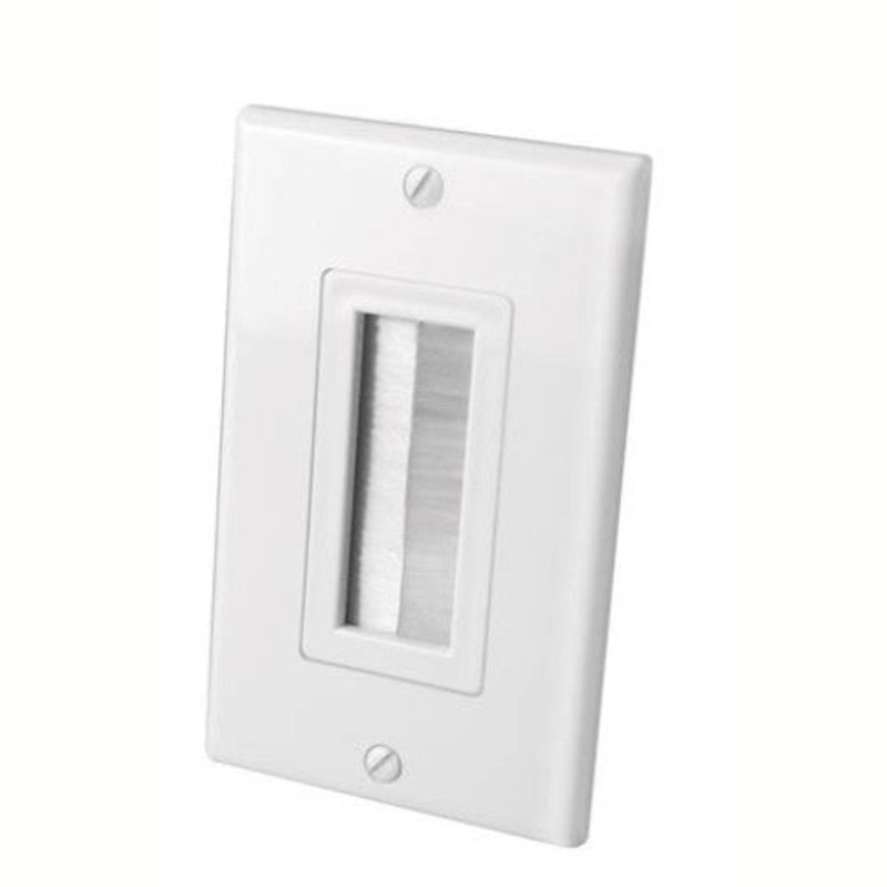 120817X - WALL PLATE FOR BULK CABLE SINGLE WHT BRUSH STYLE W/CLIPS DECORA