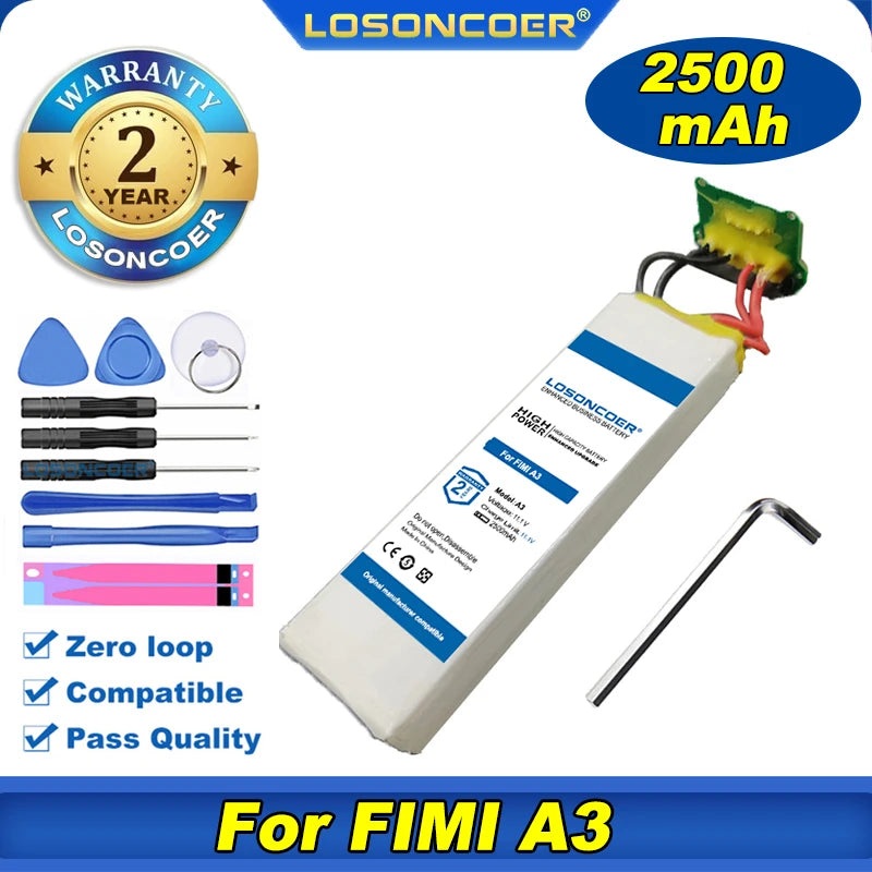 100% Original LOSONCOER 3S Replacement Battery For FIMI A3 RC Drone Quadcopter Spare Parts Intelligent Flight Free Tools 2pcs