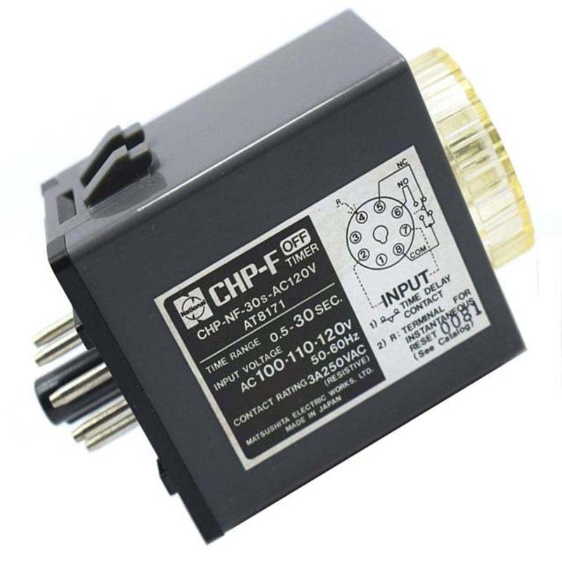 CHP-NF-1S-AC120V - TIMER AC 120V OFF-DELAY 0.1-1SEC RND 2P2T 8P 3A/110VAC