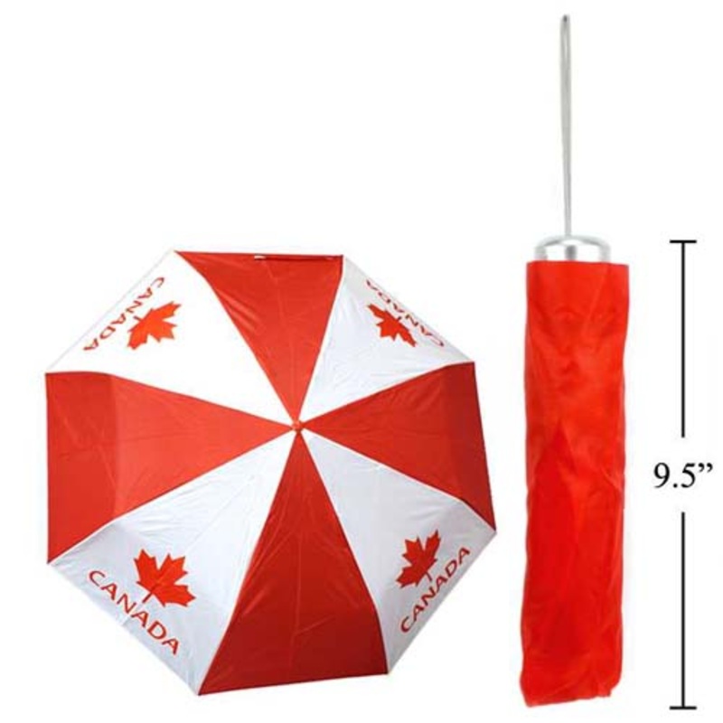 62245 - CANADA SOUVENIR FOLDING UMBRELLA W/POUCH 32IN DIAMETER