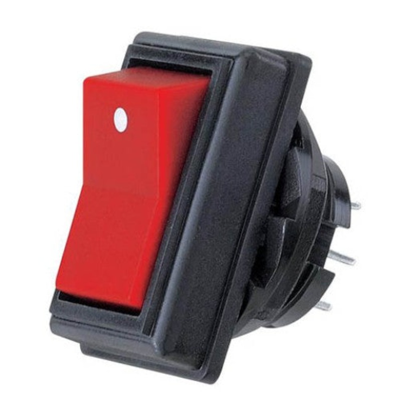 R13-49B-05 - ROCKER SWITCH 2P2T 10A ON-NONE- ON 125V SOL 17.6MM RED