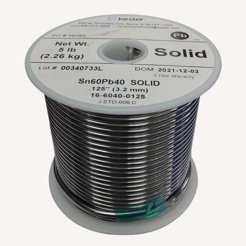 16-6040-0125 - SOLDER WIRE 60/40 SOLID 5LB 3MM 0.125IN DIAMETER SN60PB40