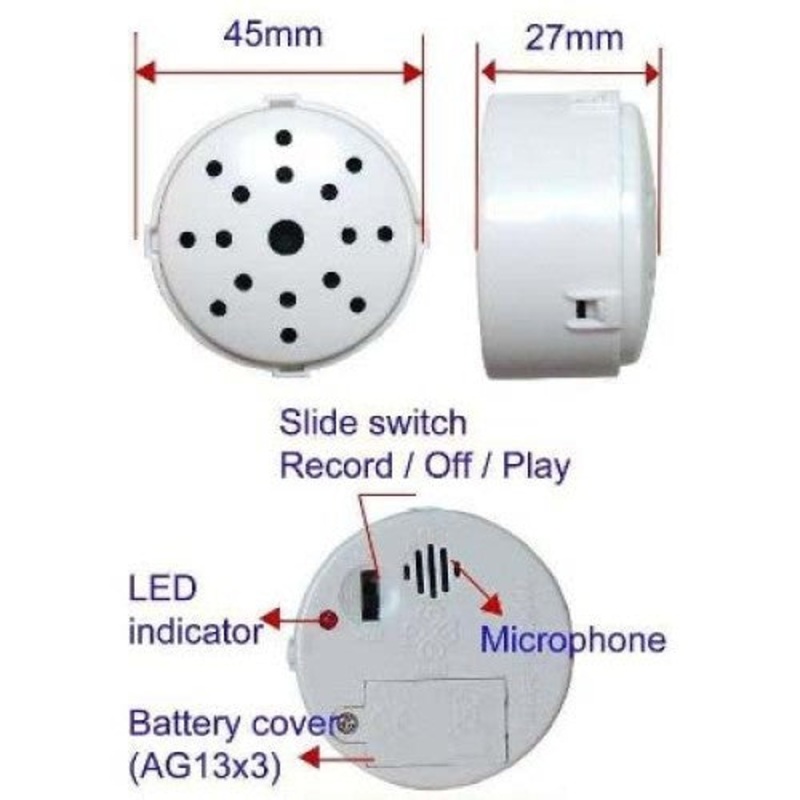 BRM06N - RECORDING MODULE 20SEC WITH PLAY OFF RECORD SWITCH WHITE