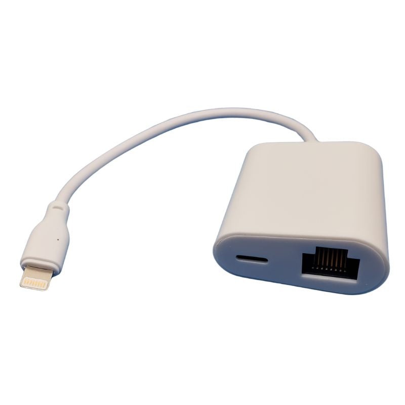 AMTD-4150 - IPHONE ETHERNET LIGHTNING MALE TO RJ45 AND CHARGER PORT ADAPTER