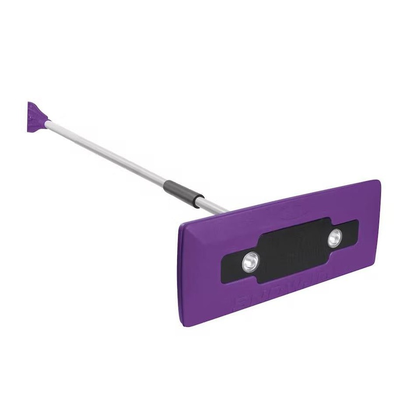 Snow Joe Compact 4-in-1 Telescoping Snow Broom with Ice Scraper and LED Light, Purple none