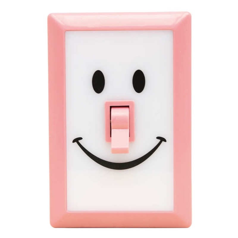 BO-7919 - NIGHT LIGHT SWITCH HAPPY W/6 LED INCLUDES 3 AAA ASSORTED COLORS