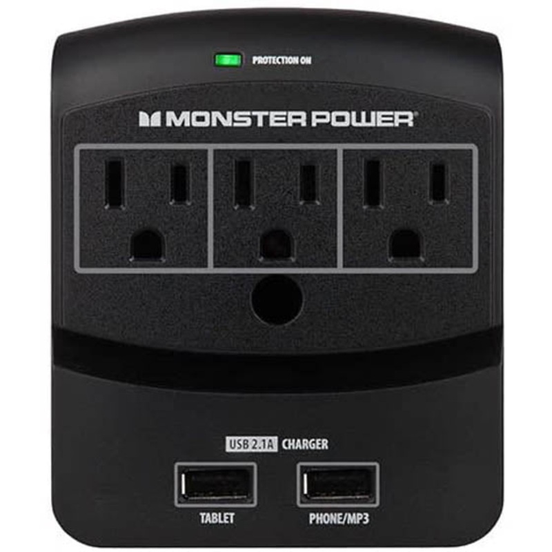 121822-00 - WALL TAP 3-OUTLET 540 JOULES 2 USB O/LET 2.1A