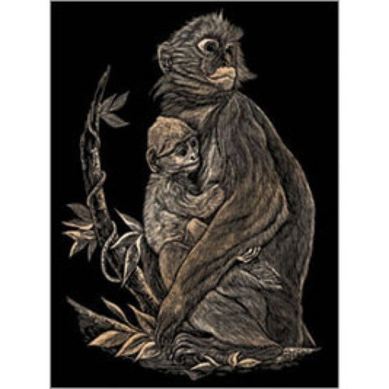 COPF15 - COPPER ENGRAVING MONKEY AND BABY