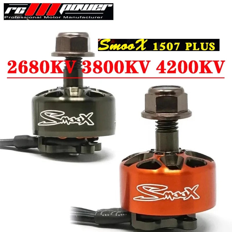 4PCS RCINPOWER SmooX 1507 Plus 2680KV 3800KV 4200KV Lipo Brushless 3-5inch Cinewhoop Motor For RC FPV Racing Drones Black 4200KV 4PCS