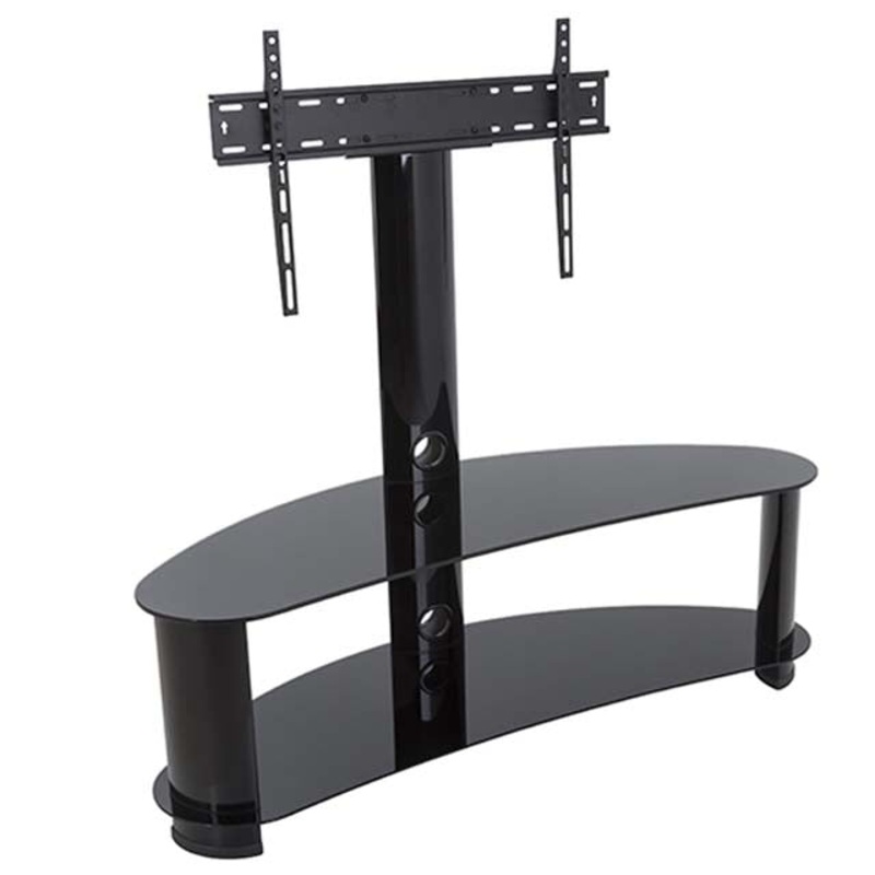 FSL1200CURBB-A - TV PEDESTAL STAND 32-65IN FIXED 110LB WITH AV SHELF AND BASE