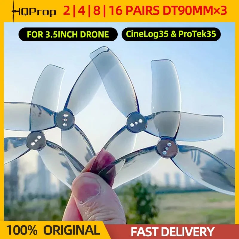 2/4/8/16 Pairs HQ HQProp DT90 Duct-T90MMX3 Propeller 90mm 3-Blade 1.5mm PC Prop For RC FPV Drone Cinelog35 CL35 ProTek35 3.5inch 2 PAIRS GRAY