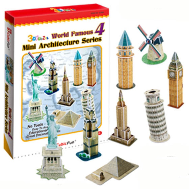 V6PCB 018 - MINI ARCHITECTURES SERIES 4 60PCS/KIT 3D PUZZLE CUBIC FUN