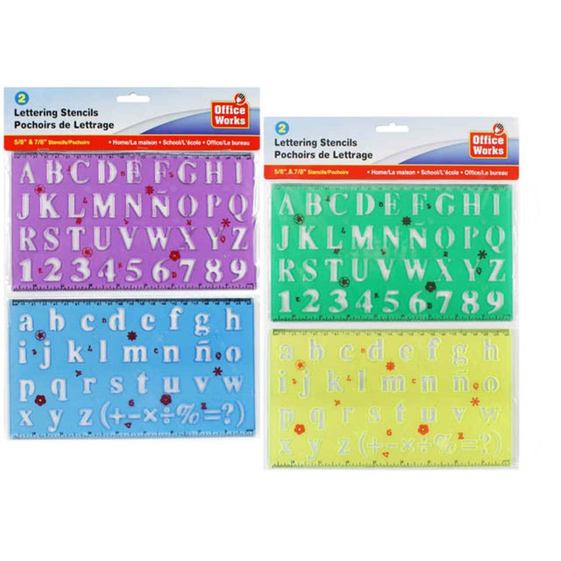 20445 - ALPHABET/NUMBER STENCIL 5/8 AND 7/8IN ASSORTED COLORS (2 pcs/pkg)