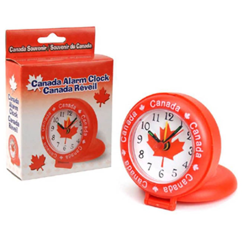 62258 - CANADA SOUVENIR ALARM CLOCK 3INCH DIA REQUIRES 1XAA BATTERY