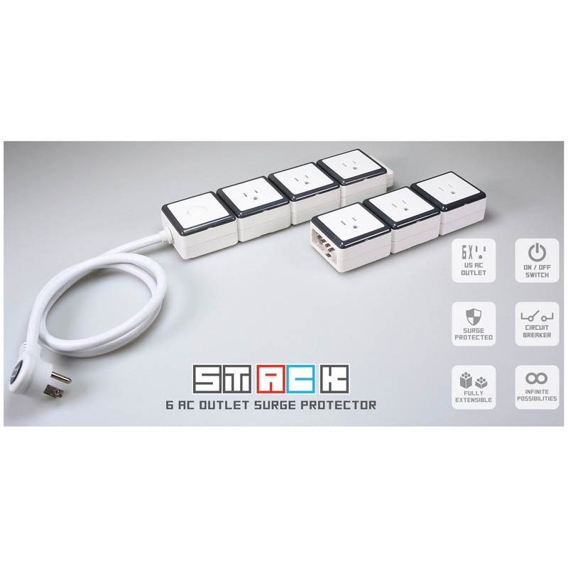 PC-STP-6US - POWER BAR 6 O/LET 3FT CORD RA PL 252J SURGE DETACHABLE O/LETS WHT
