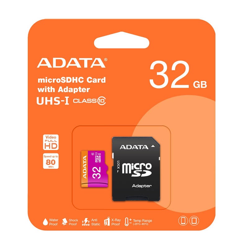 MEM-MICROSD-AUSDH32GUICL10-RA1 - MICRO SD CARD 32GB CLASS 10 WITH ADAPTER