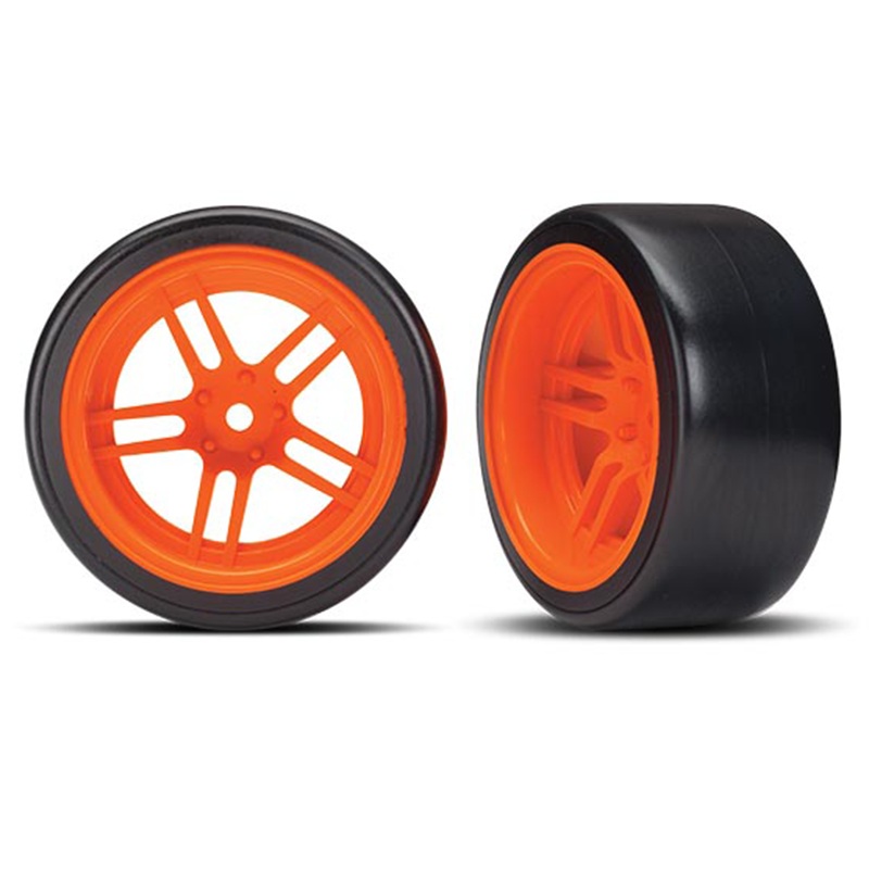 Drift Tires w/Orange Split Spoke Wheels Rear