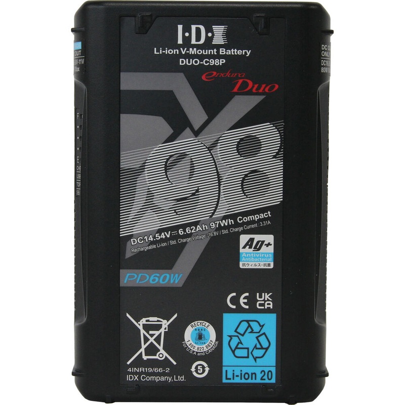 IDX 97Wh Li-ion V-Mount Battery with 2 x D-Taps & 1 x USB-C