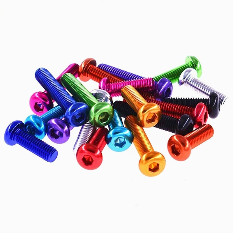 10pc M3x5 7075 Aluminium Button Head Bolts Hex Socket, Full Thread Black