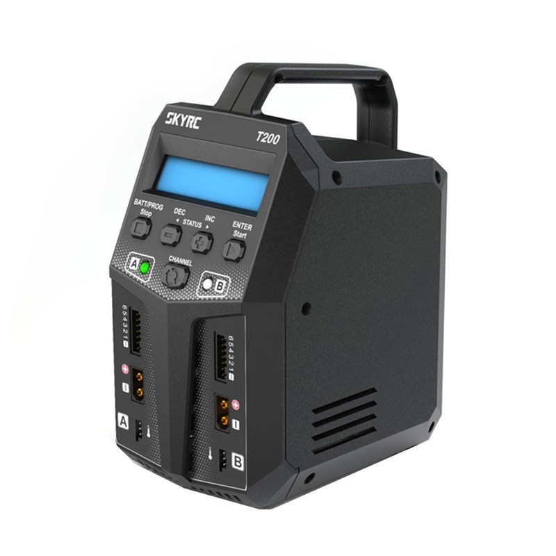 SKYRC T200 Balance Charger 12A 100W Dual XT60 Plug 10W Discharger for LiHV LiPo Li-ion LiFe NiMH NiCD Pb Battery AGM Cold Modes