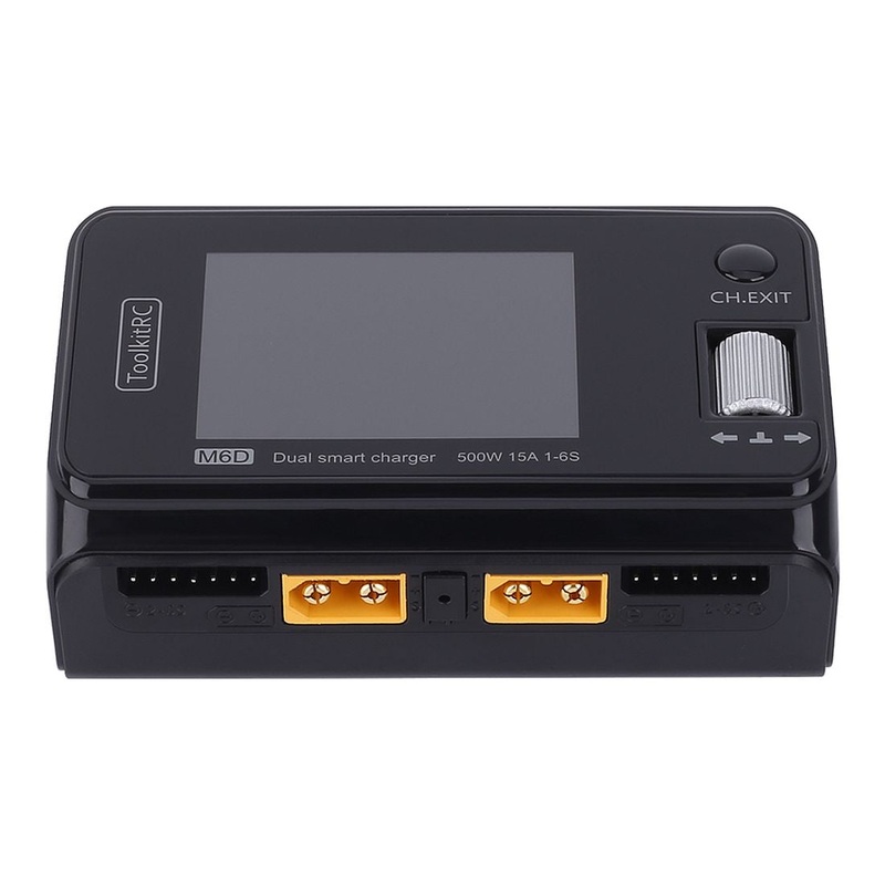 ToolkitRC M6D 500W 15A DC Dual Channel MINI Smart Charger Discharger for 1-6S Lipo/LiHV/LiFe/Lion Battery NiMh Pb Cell Checker Servo Tester, High Power Density 5mV Small Size Charger