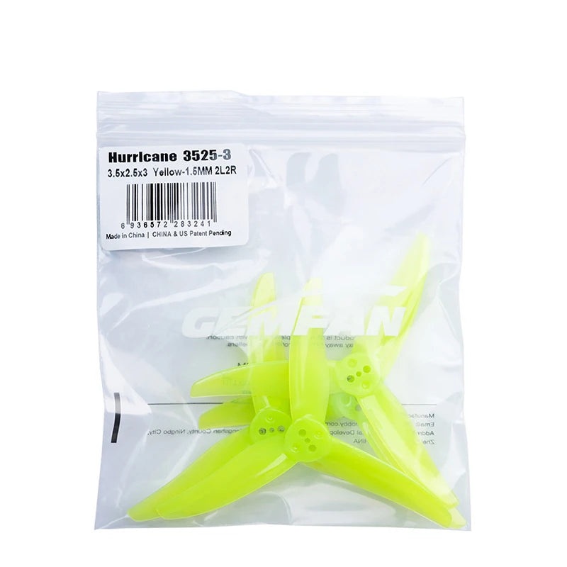 6Pairs Gemfan Hurricane 3525-3 3 Paddle PC Propeller T-mount 1.5mm Support for 1806-2004 Motor for FPV 3.5inch Toothpick Drones 6Pairs Grey