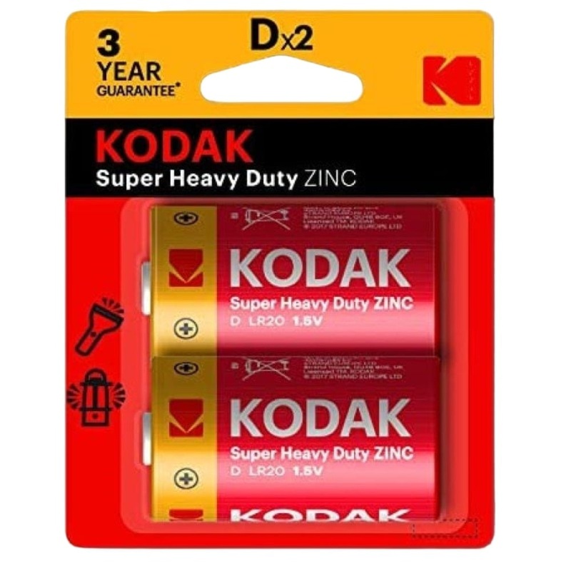 Kodak Batteries Super Heavy Duty Zinc D 2 Pack