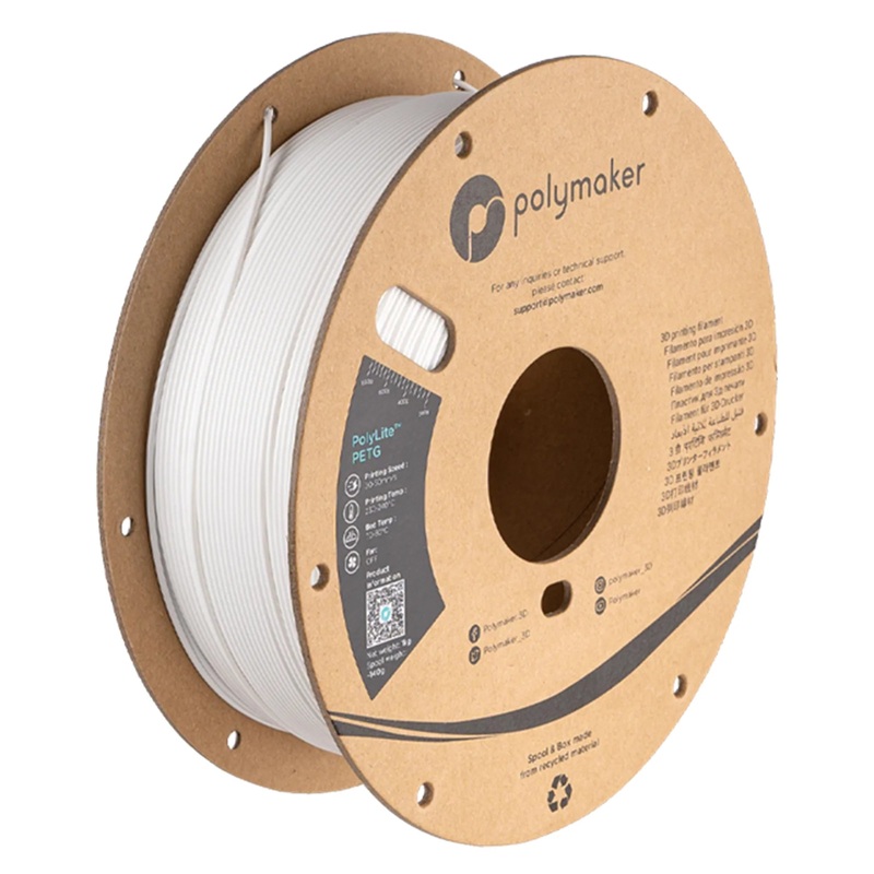POLYMAKER PolyLite PETG 3D Printer Filament 1.75mm 1KG (White) White