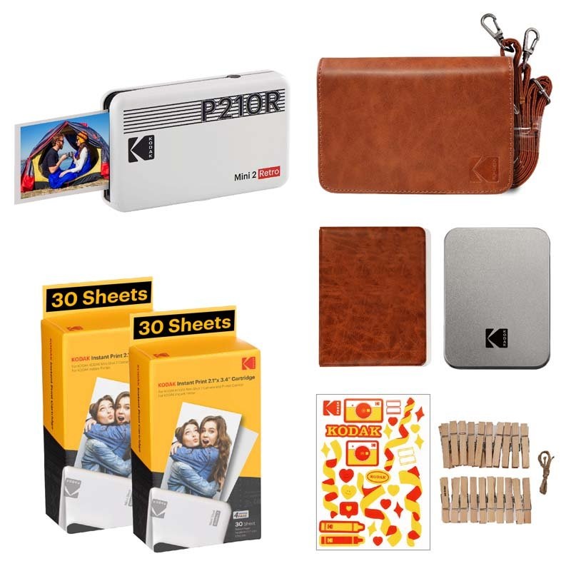 Kodak Instant Camera Mini Shot 2 Retro Cartridge + Accessories Bundle - White