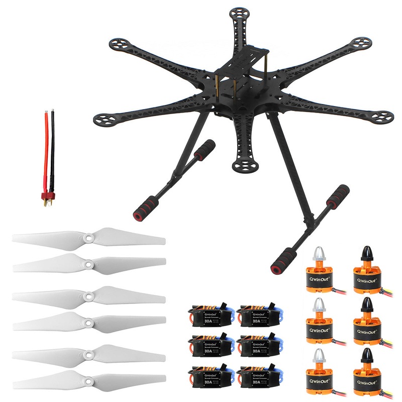 QWinOut 550 six-Axle drone aircraft 30A ESC with 920kv motor+ 9443 propeller or 1000kv motor + 1045 propeller DIY RC set
